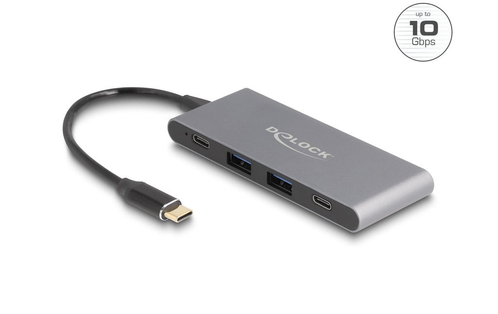 Delock Hub USB 2 x USB Typ-A / 2 x USB Type-C 10 Gbps