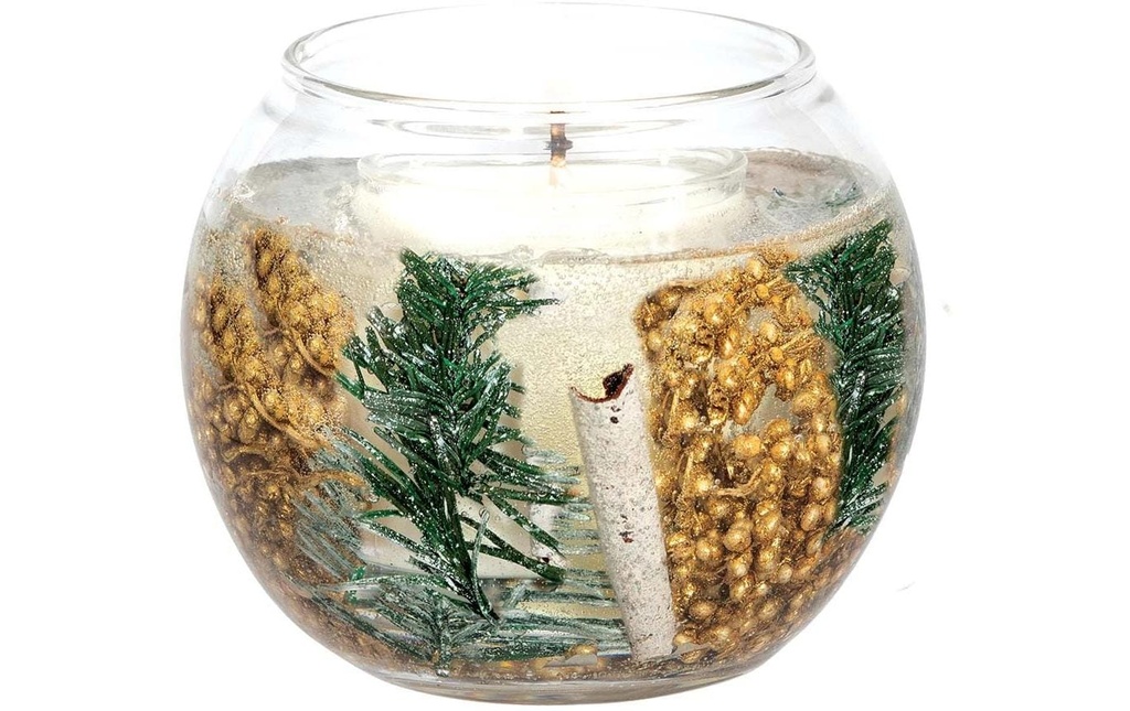 Stoneglow Bougie de Noël  Frosted Wood ronde, Transparent
