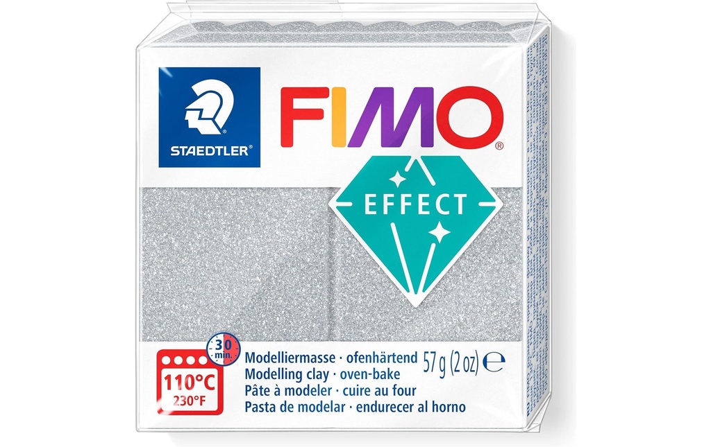 Fimo Matière à modeler Soft Paillettes argent