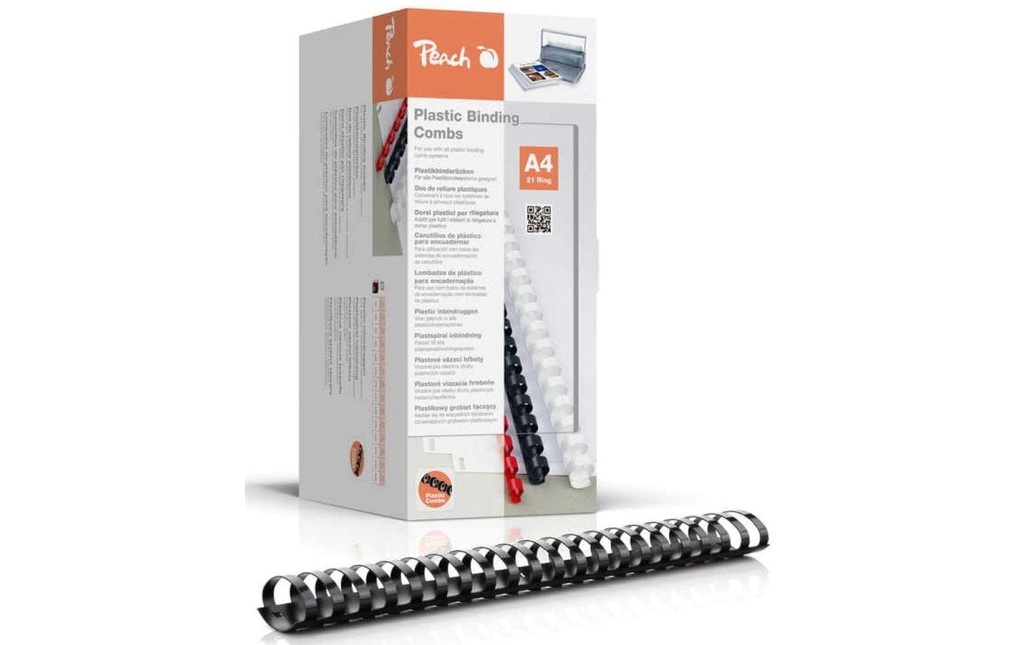 Peach Peigne de reliure 38 mm, noir, 50 pièces