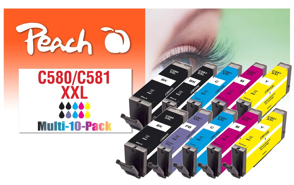 Peach Kits d’encre Canon PGI-580XL / CLI-581XL 2x C/M/Y/BK, 1x PBK/PB