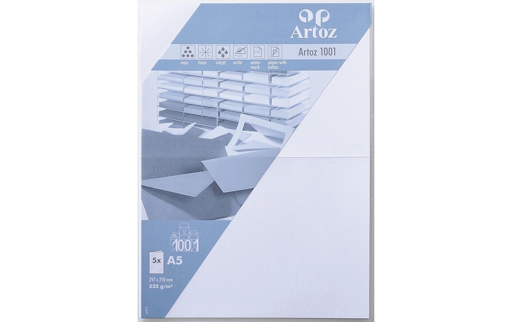 Artoz Carte vierge 1001, A5, 5 feuilles, fleur blanche