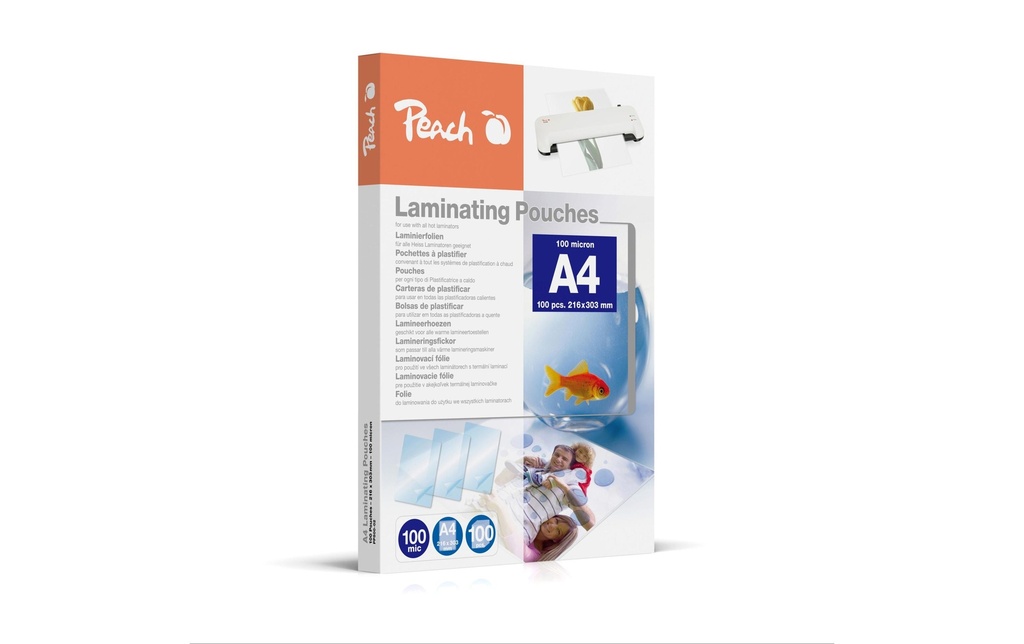 Peach Film laminé A4, 100 µm, 100 pièces, brillant