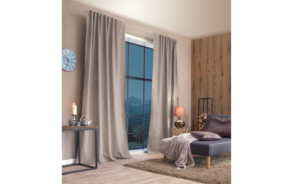 Stotz Decor AG Rideaux opaques avec galons autoplissants Samedan 135 cm x 225 cm, nature