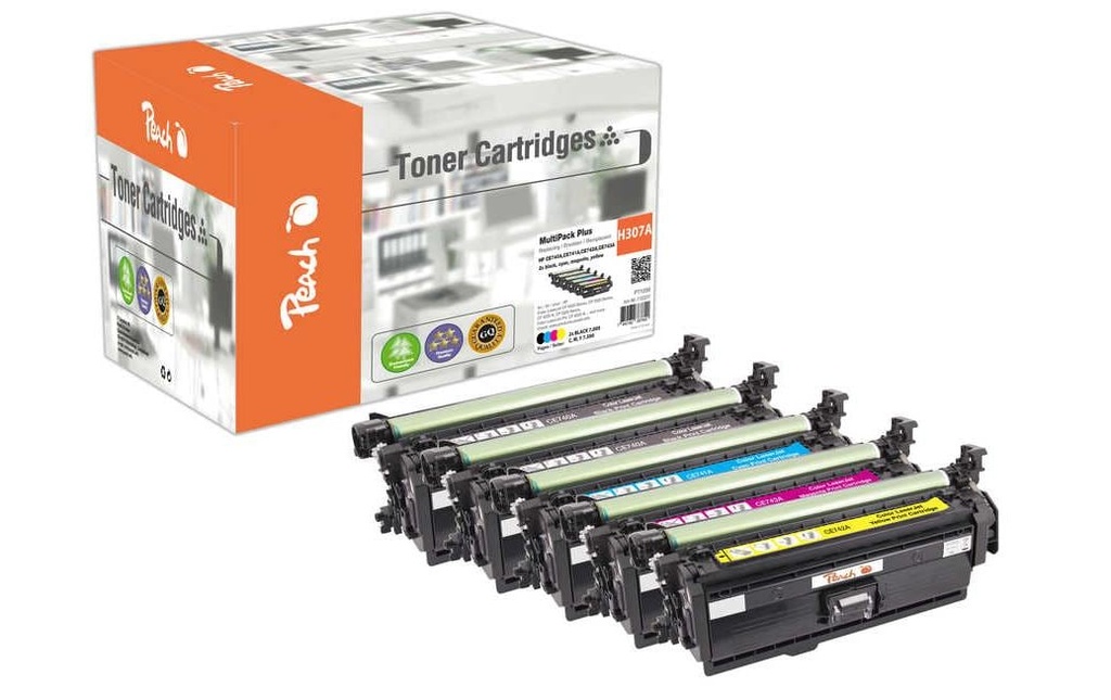 Peach Kits de toner HP No. 307A XL 2x noir, 1x cyan, magenta, jaune