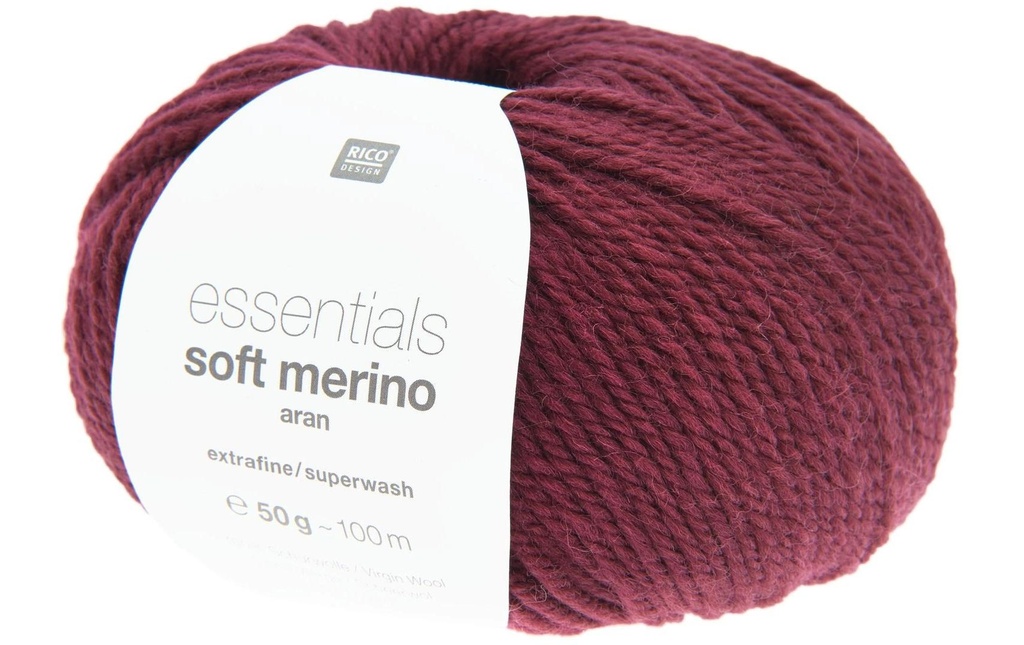 Rico Design Laine Soft Merino aran 50 g, Rouge bordeaux