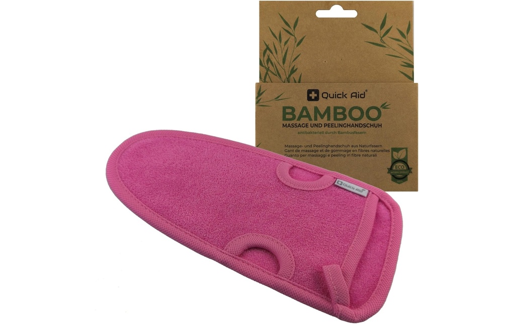 Quick Aid Gant de massage et d'exfoliation 12 x 22 cm, rose