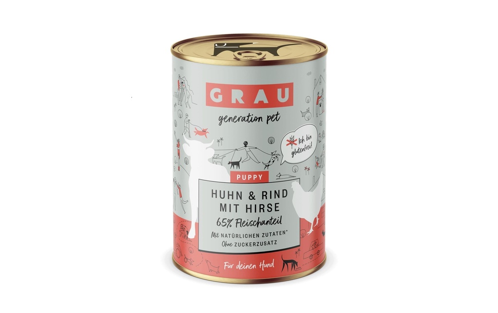 Grau Alimentation humide Puppy – Poulet, bœuf et millet 400 g