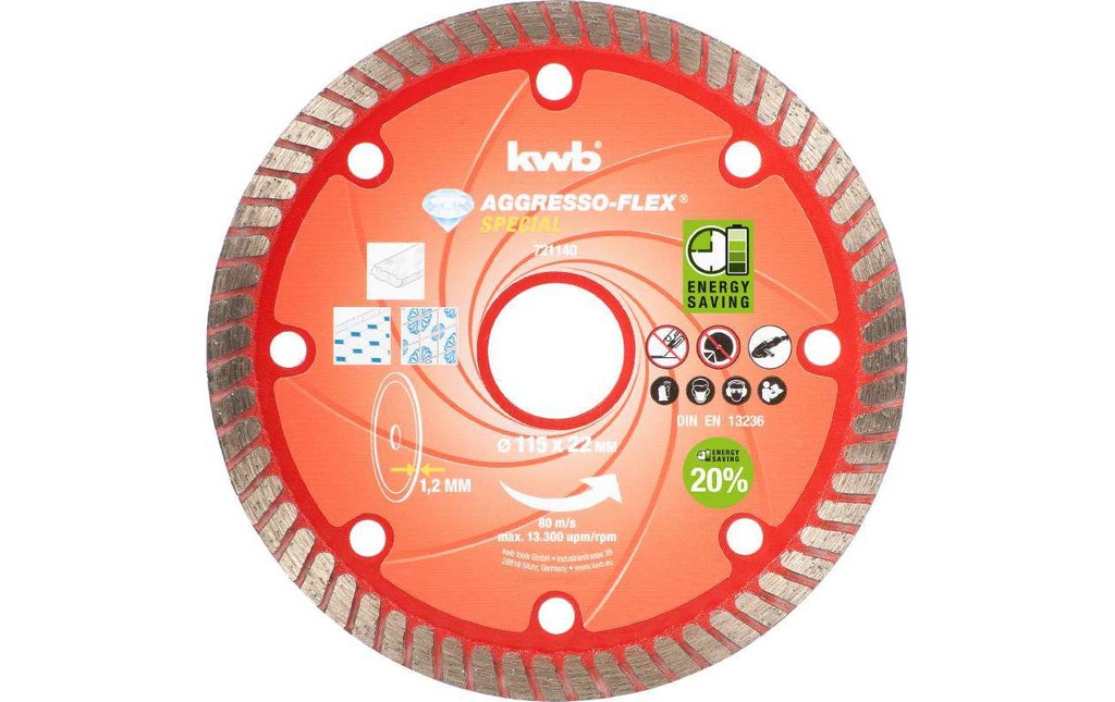 kwb Disque à trancher Batterie Top Diamond 115 mm