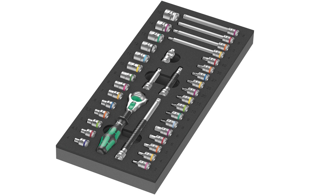 Wera Jeu de cliquets 8000 A Zyklop 9720 Insert en mousse, 37 pièces