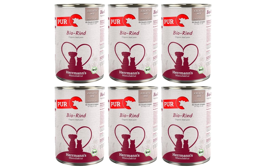Herrmann's Alimentation humide Bœuf bio pur 6 x 400 g