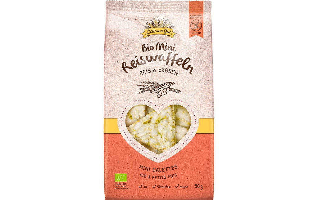 Leib und Gut Mini galettes de riz biologique Riz et pois 90 g