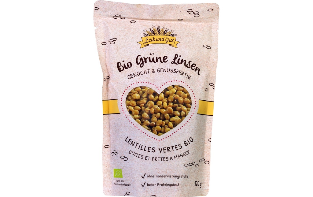 Leib und Gut Lentilles vertes bio cuites 120 g