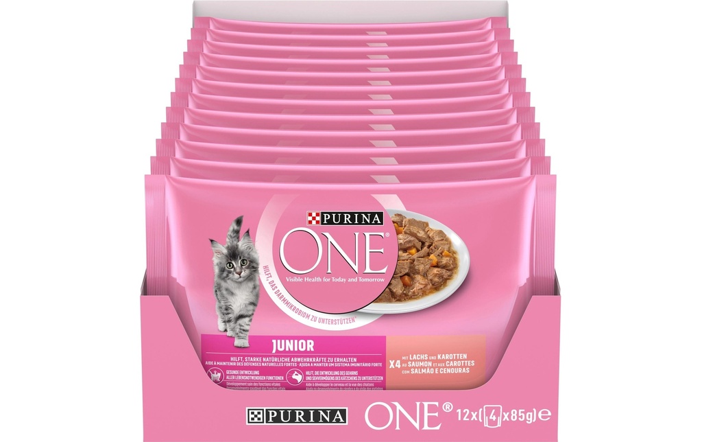 Purina ONE Alimentation humide Junior Saumon, 4 x 85 g