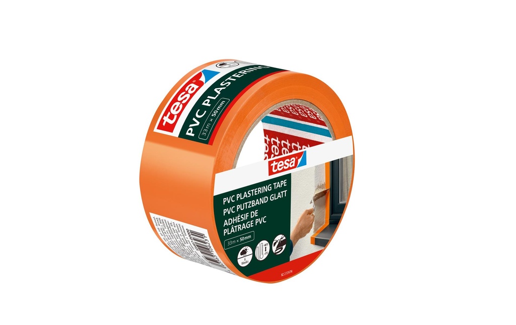 tesa Bande d'enduit PE, Orange, 33 m x 50 mm