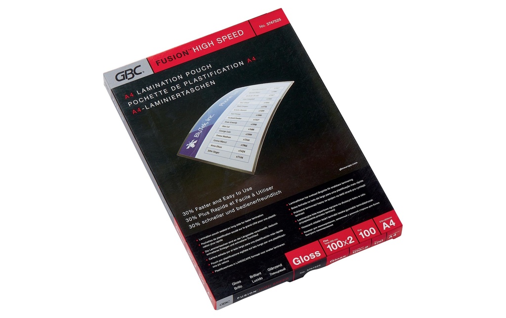GBC Film laminé High-Speed Pouch A4, 100 pièces
