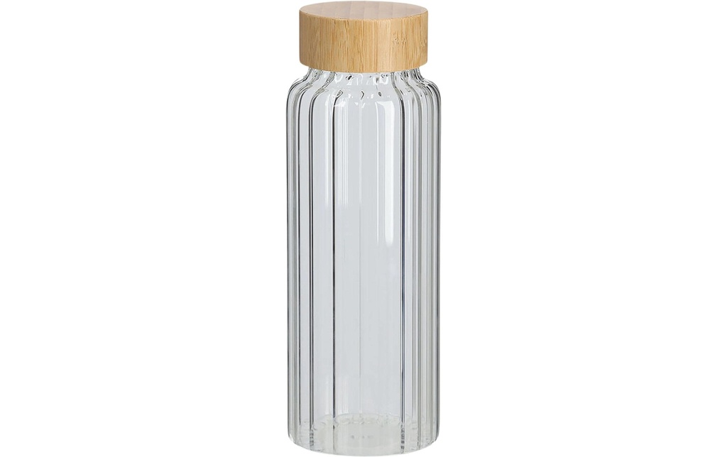 Zeller Present Bouteille en verre avec rainures 1000 ml, Brun clair/Transparent