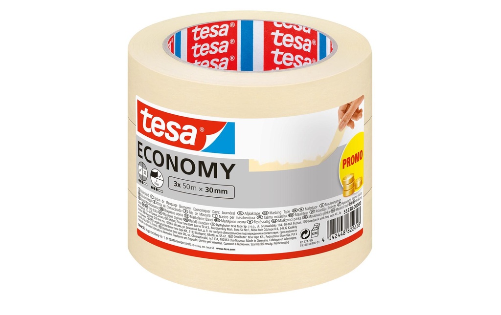 tesa Ruban de masquage Économie de masquage, 3 x 50 m x 30 mm