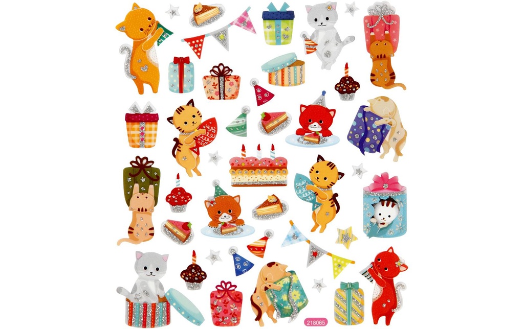 Creativ Company Autocollant à motif Chat/Anniversaire 1 feuille
