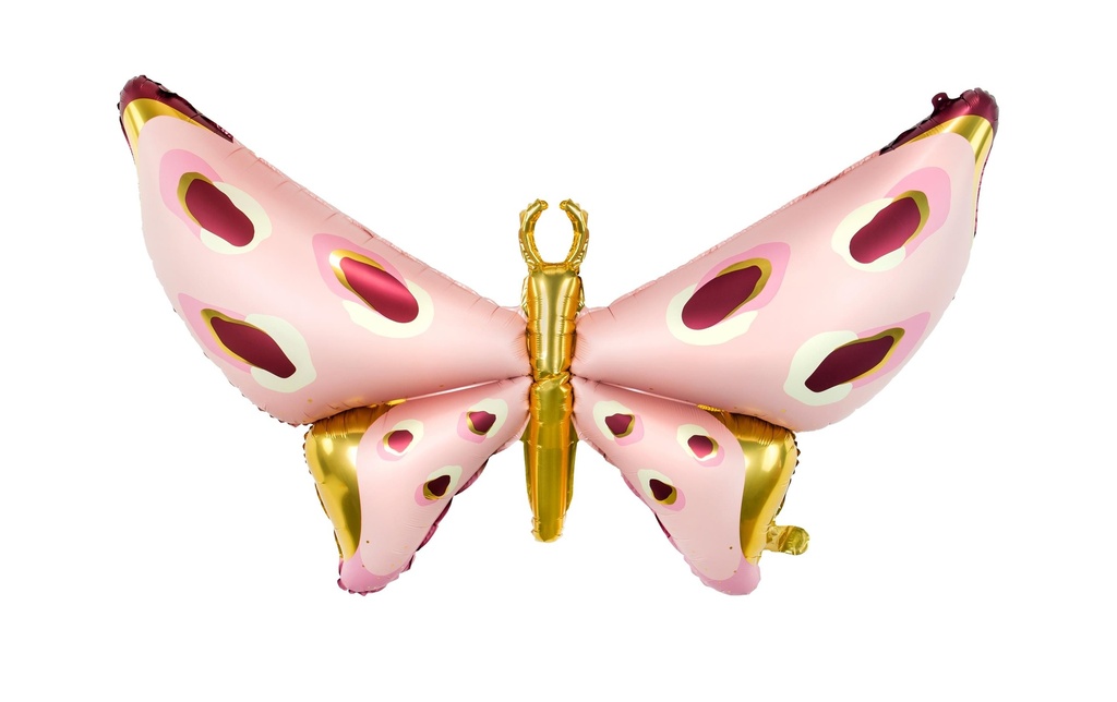 Partydeco Ballon en aluminium Papillon 120 x 87 cm, Doré/Rose