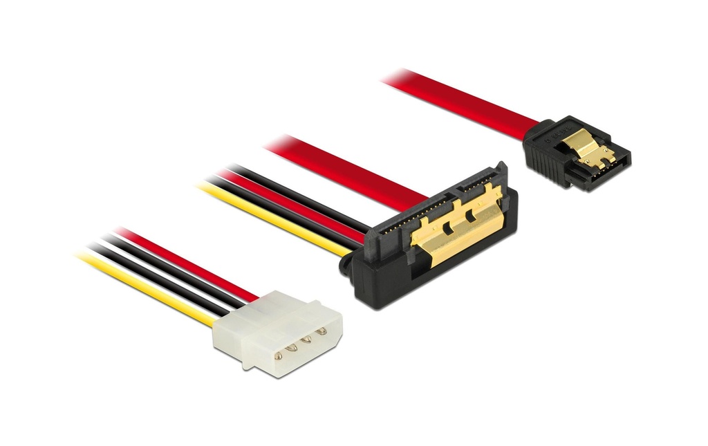 Delock Câble combiné SATA3 coudé, Molex électricité, 30 cm