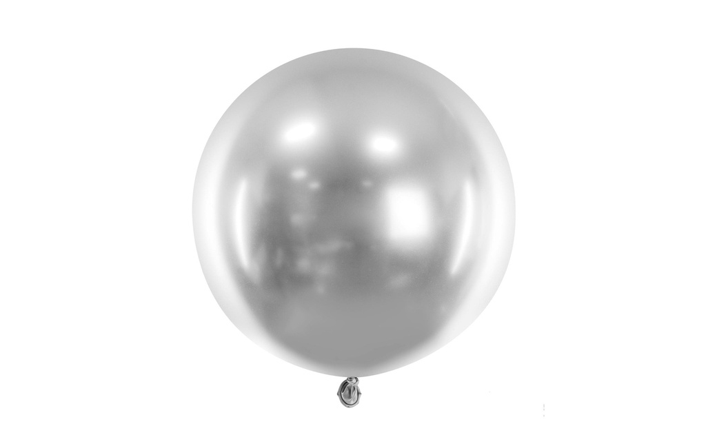 Partydeco Ballon de baudruche Rond Glossy 60 cm, Argenté