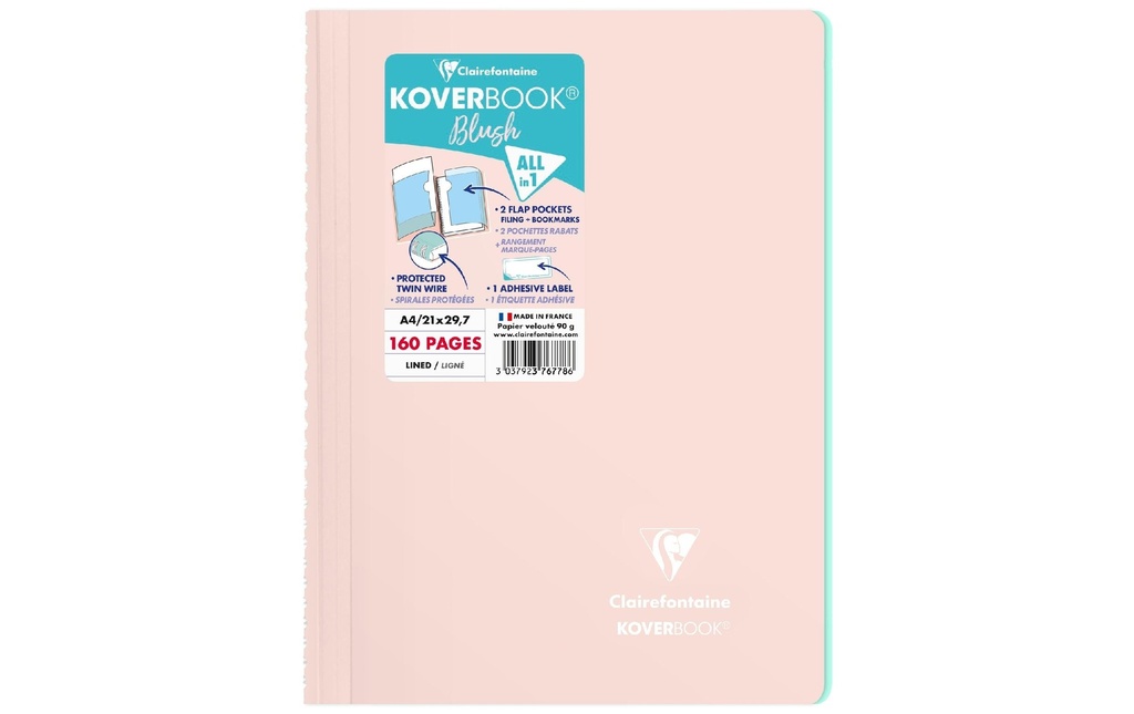 Clairefontaine Bloc-notes Blush A4, ligné, rose poudré