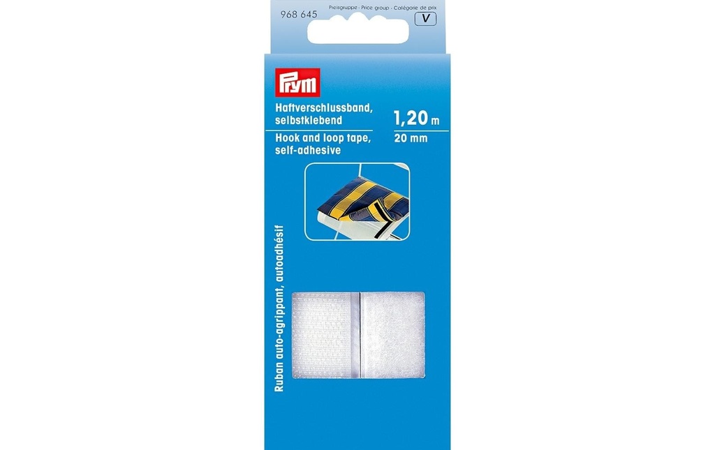 Prym Fermeture à Velcro 1.2 mm auto-adhésif, blanc