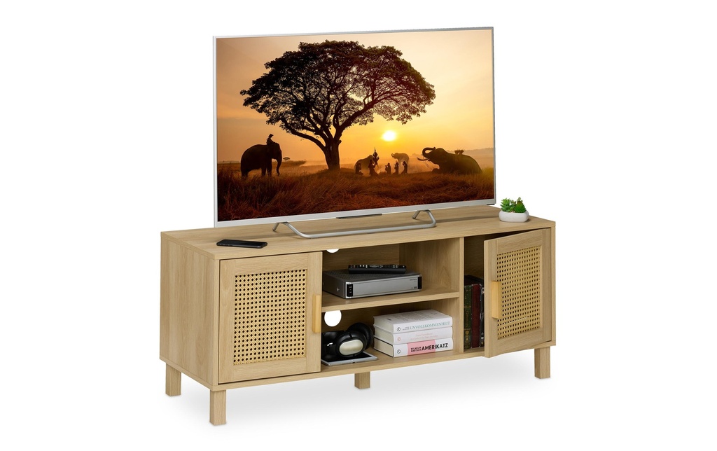 relaxdays Tableau TV bas 115 x 40 cm, marron clair