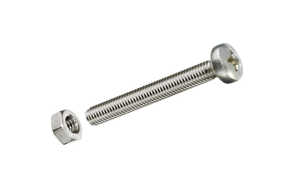 FTM Vis métriques M 6 x 20 mm, avec écrous, Acier inoxydable, 4 pièces
