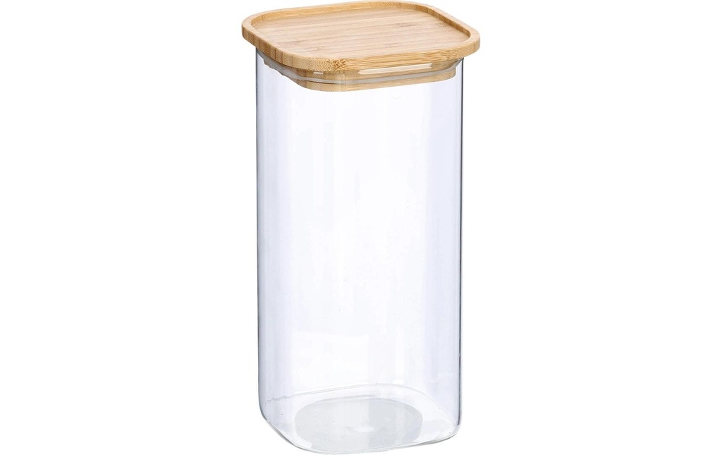 Zeller Present Boîte à provisions Couvercle en bambou 1.6 l, Transparent/Brun