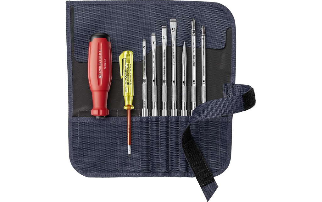 PB Swiss Tools Jeu de lames interchangeables PB 38223.GY 8 pièces dans un étui à roulettes en tissu