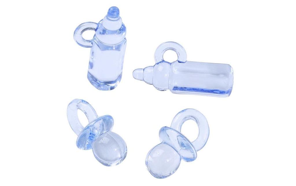 HobbyFun Décoration à éparpiller Mannequins et bouteilles Bleu clair, 16 pièces