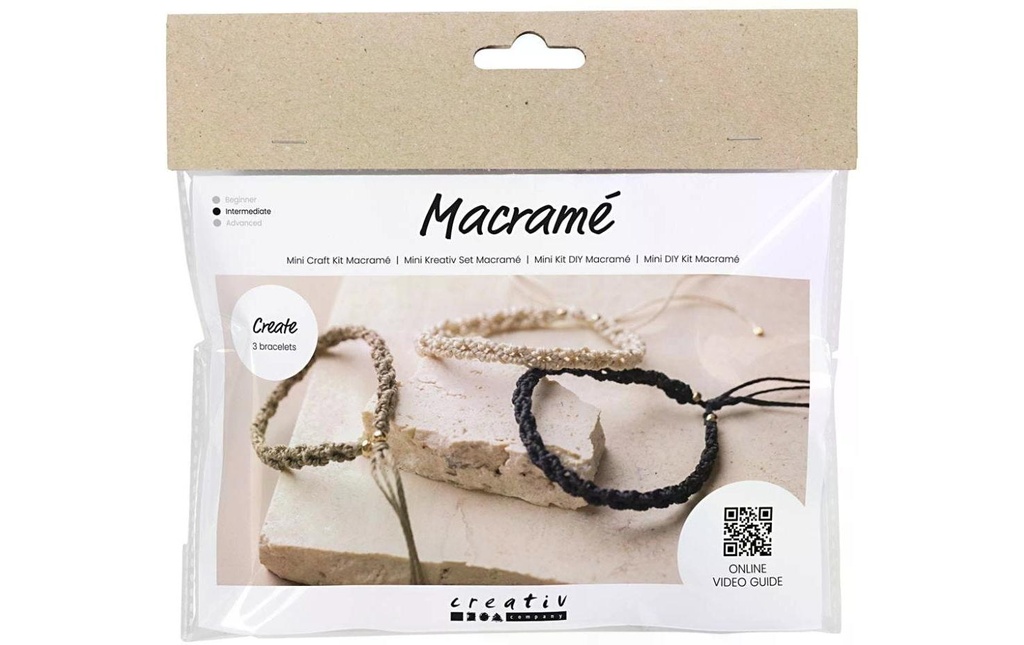 Creativ Company Kits de bricolage Bracelet en macramé Noir/marron olive/beige