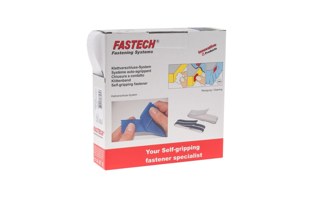 FASTECH Ruban côté crochets Box 25 mm x 10 m auto-adhésif, blanc