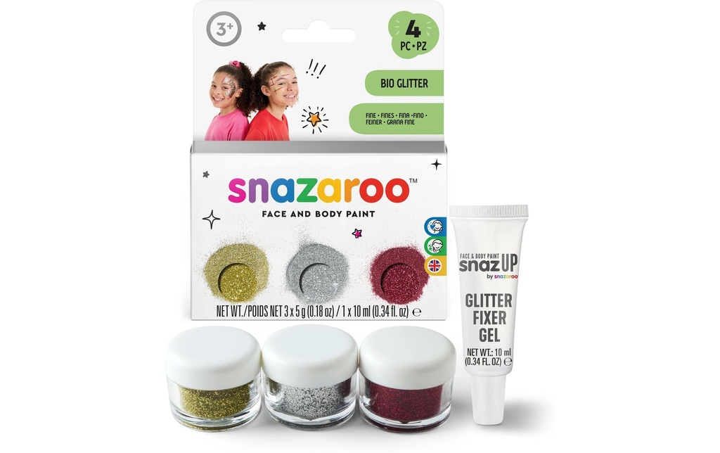 Snazaroo Glitzer Set Fin, 3 couleurs