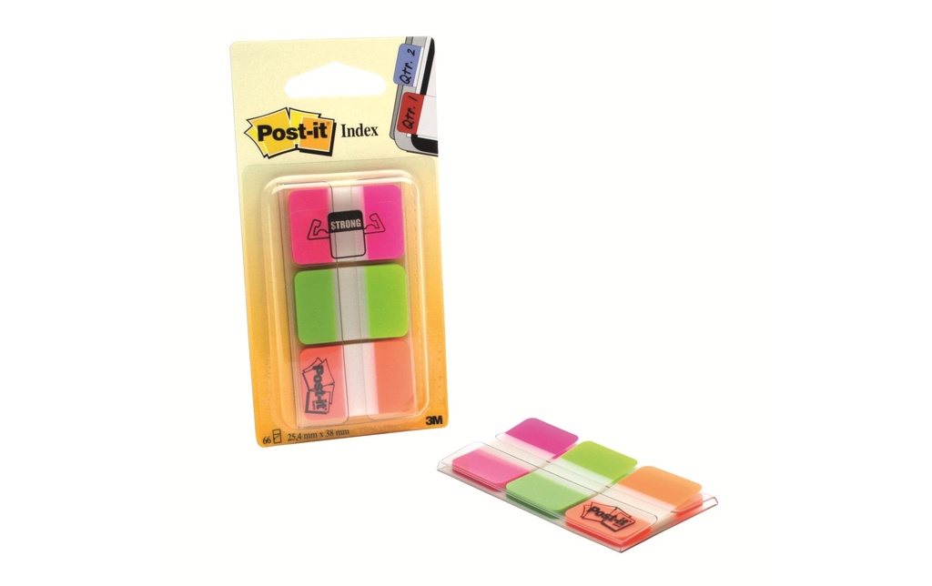 Post-it Marque-page Post-it Index Strong 3 x 22 pièces, 25.4 x 38 mm