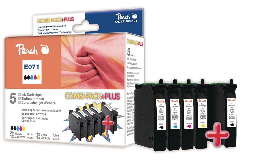 Peach Kits d’encre Epson T0715/T0895 C/M/Y/BK