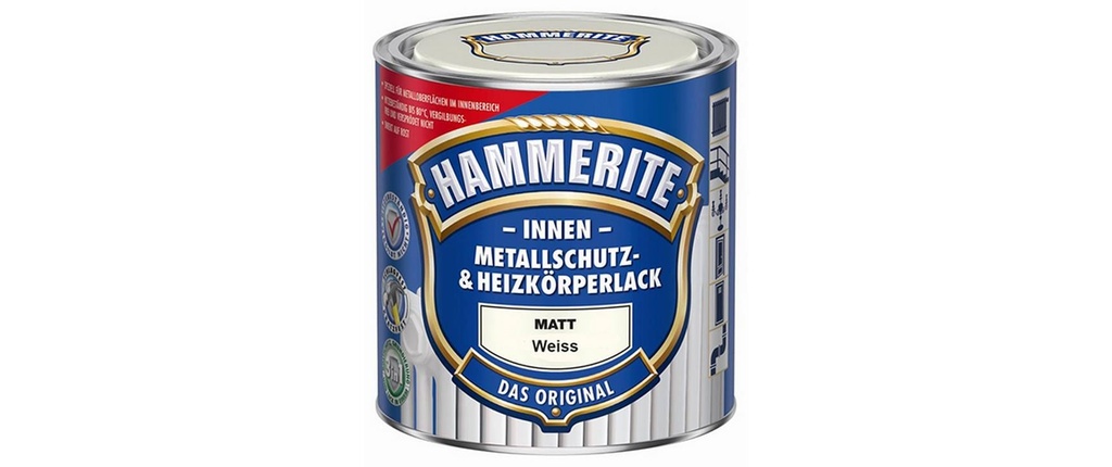 Hammerite Peinture de protection des métaux & radiateurs satinée, Blanc, 500 ml