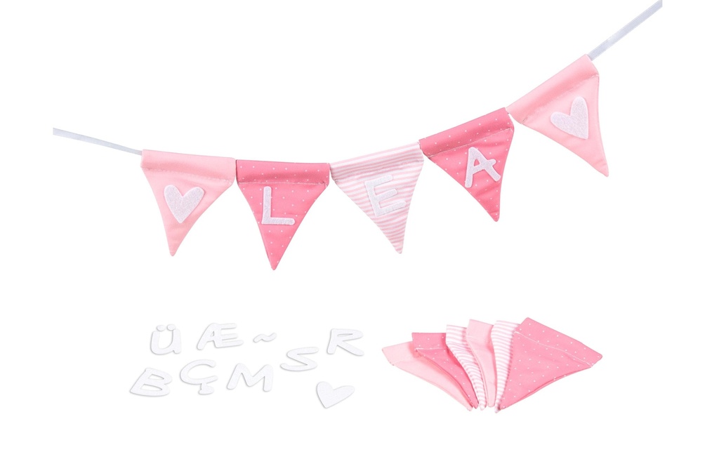 Goki Lettre Chaîne de fanions Rose