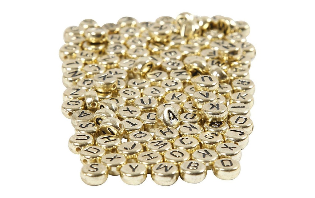 Creativ Company Perles alphabet 7 mm plastique, or/noir