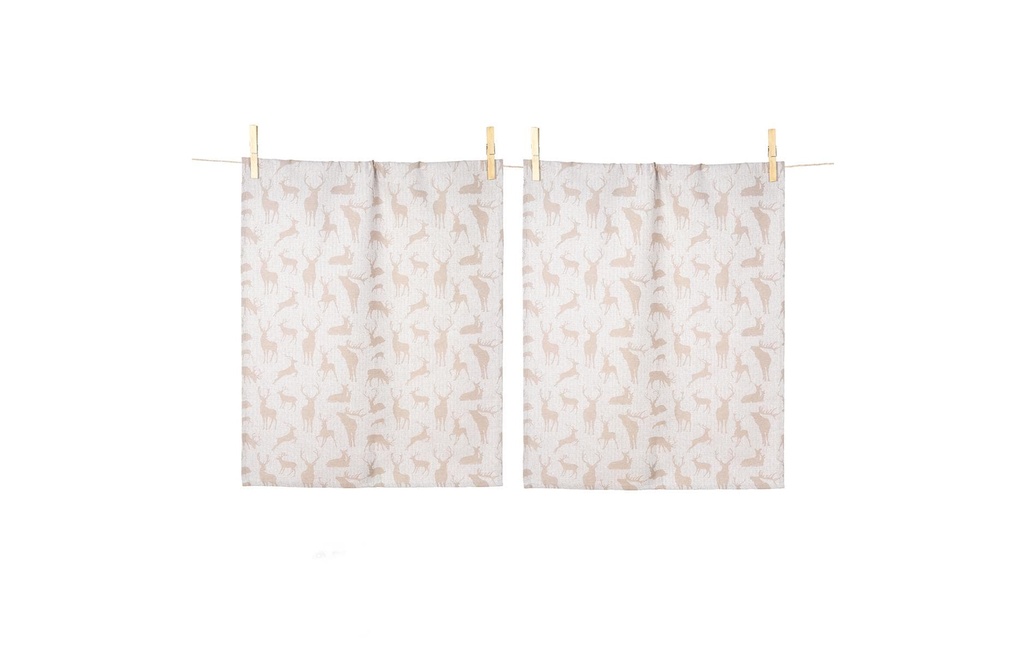 pad Ensemble de torchons pour la vaisselle Cerf sauvage 2 pièces, Beige