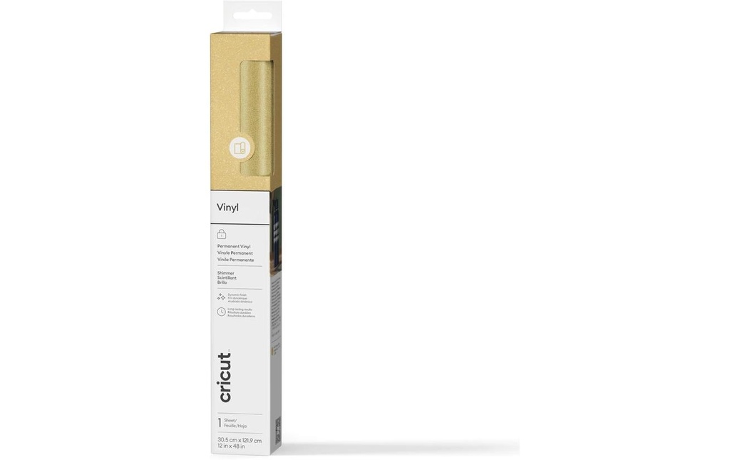 Cricut Film de vinyle Brillance permanente 30.5 x 122 cm, 1 Pièce/s, Doré