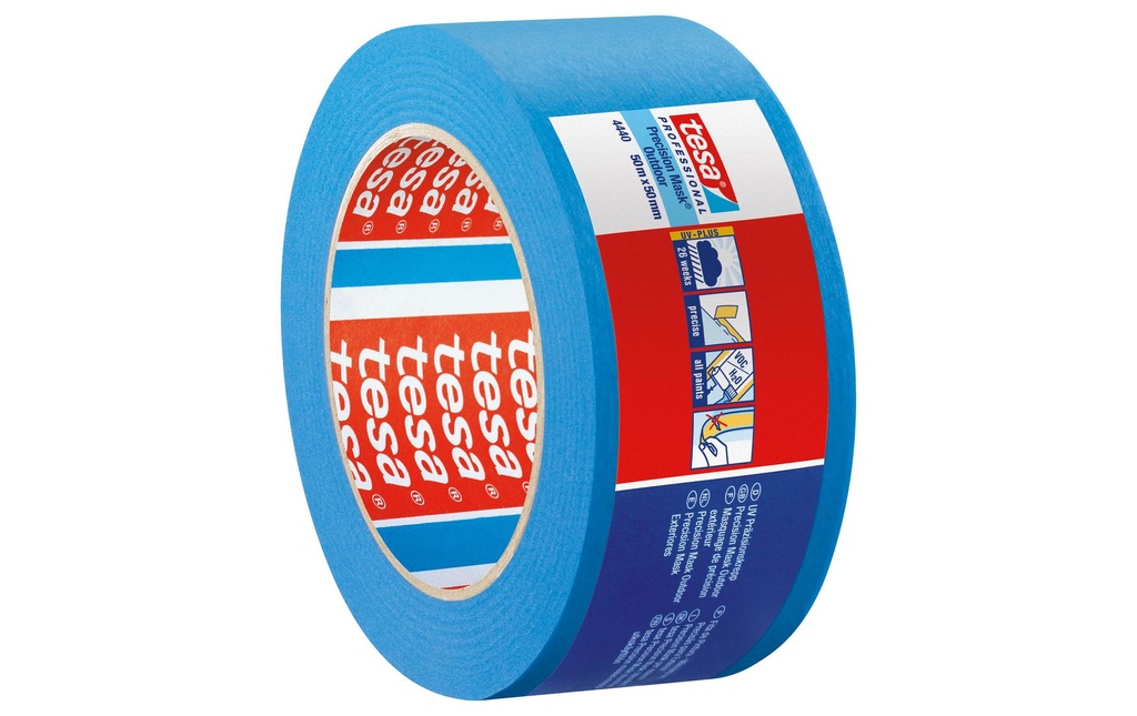 tesa Ruban crêpé de précision extérieur UV-Plus 50 m x 50 mm, bleu