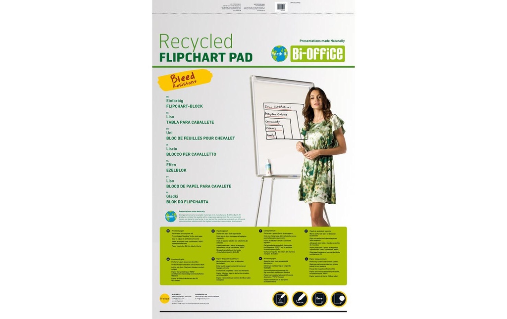 Bi-Office Tableau à feuilles 65 x 98 cm 65 x 98 cm Blanc 5 pièces