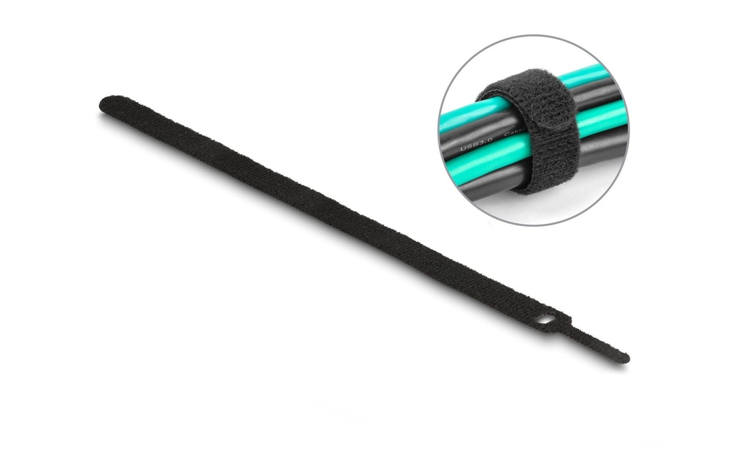 Delock Serre-câble auto-agrippant Noir 300 mm x 12 mm, 10 pièces