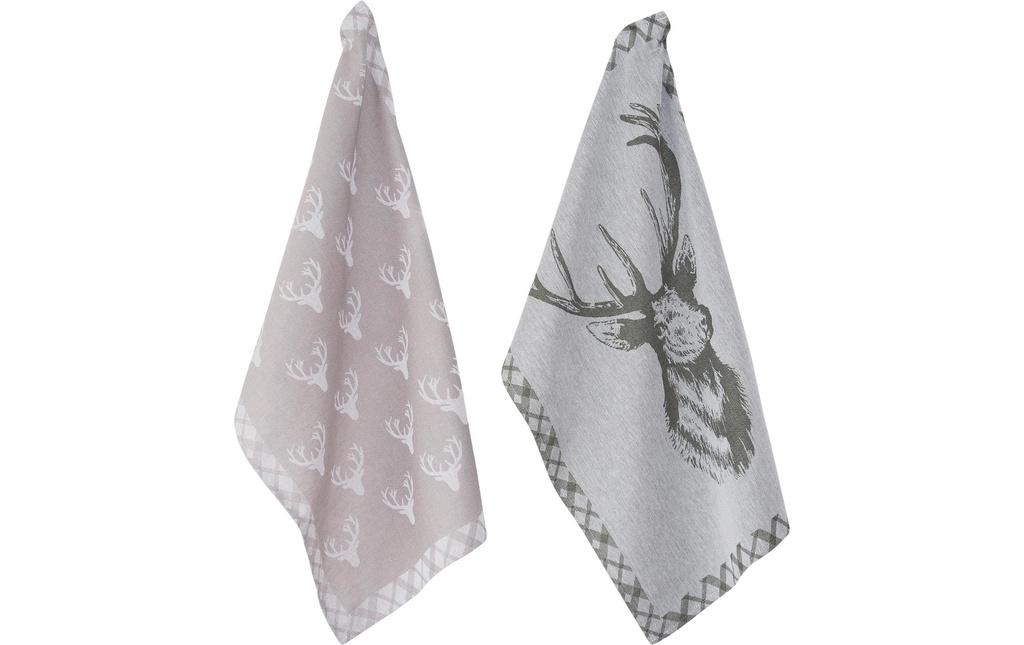 pad Ensemble de torchons pour la vaisselle Cerf 2 pièces, Gris