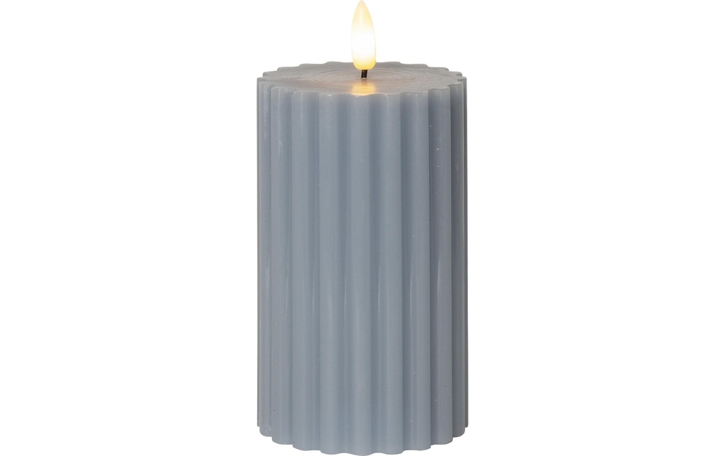 Star Trading Bougie LED Pillar Flamme Stripe, Ø 7.5 x 15 cm, bleu