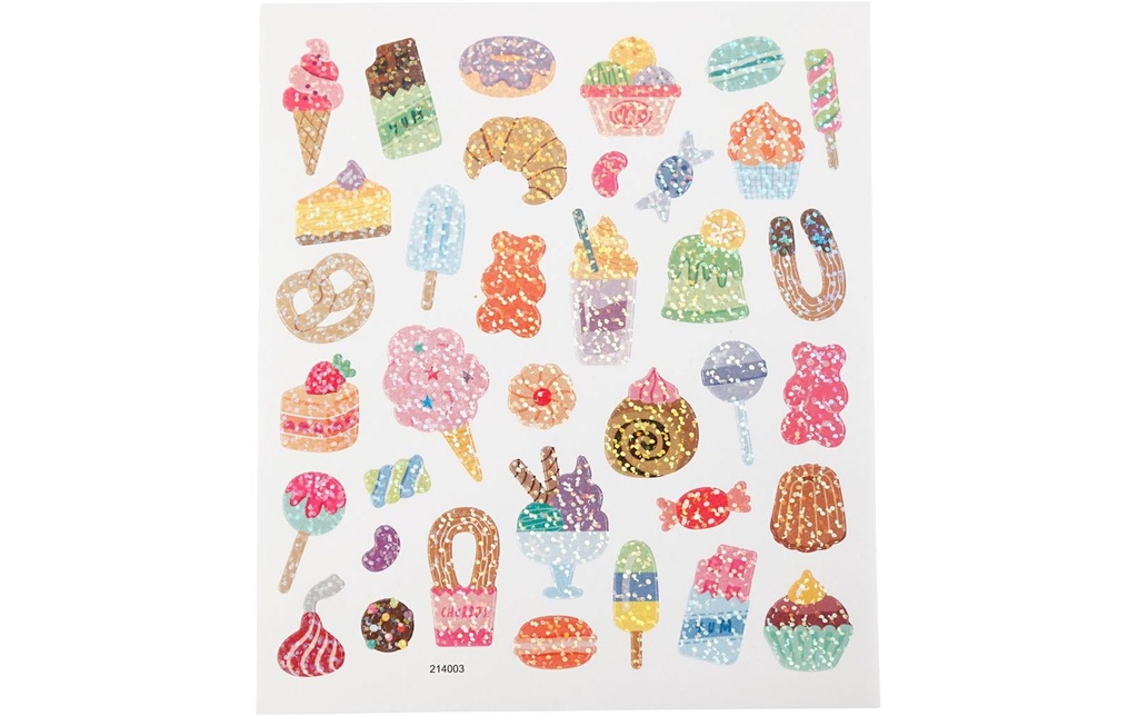 Creativ Company Autocollants à paillettes 15 x 16.5 cm 1 feuille, bonbons