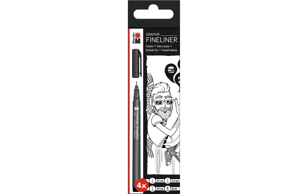Marabu Fineliner Graphix 4 pièces, noir